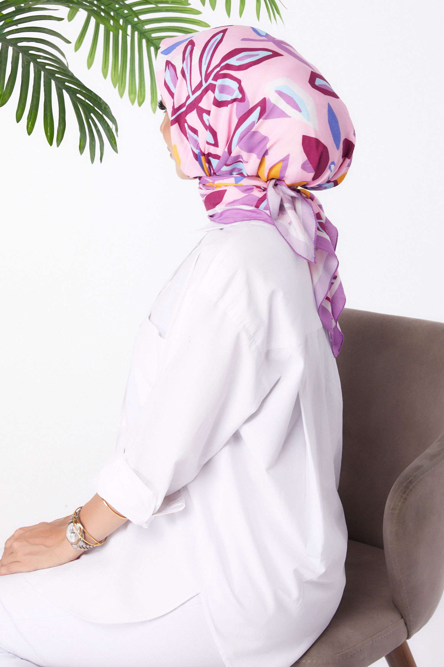 Desenli Eşarp Pembe - 26159 - 3