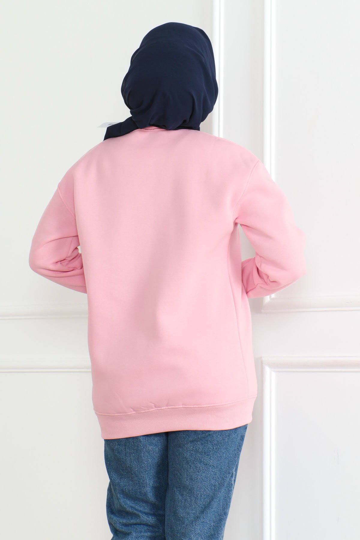 Düz Orta Kadın Pembe Sweatshirt - 26617 - 4