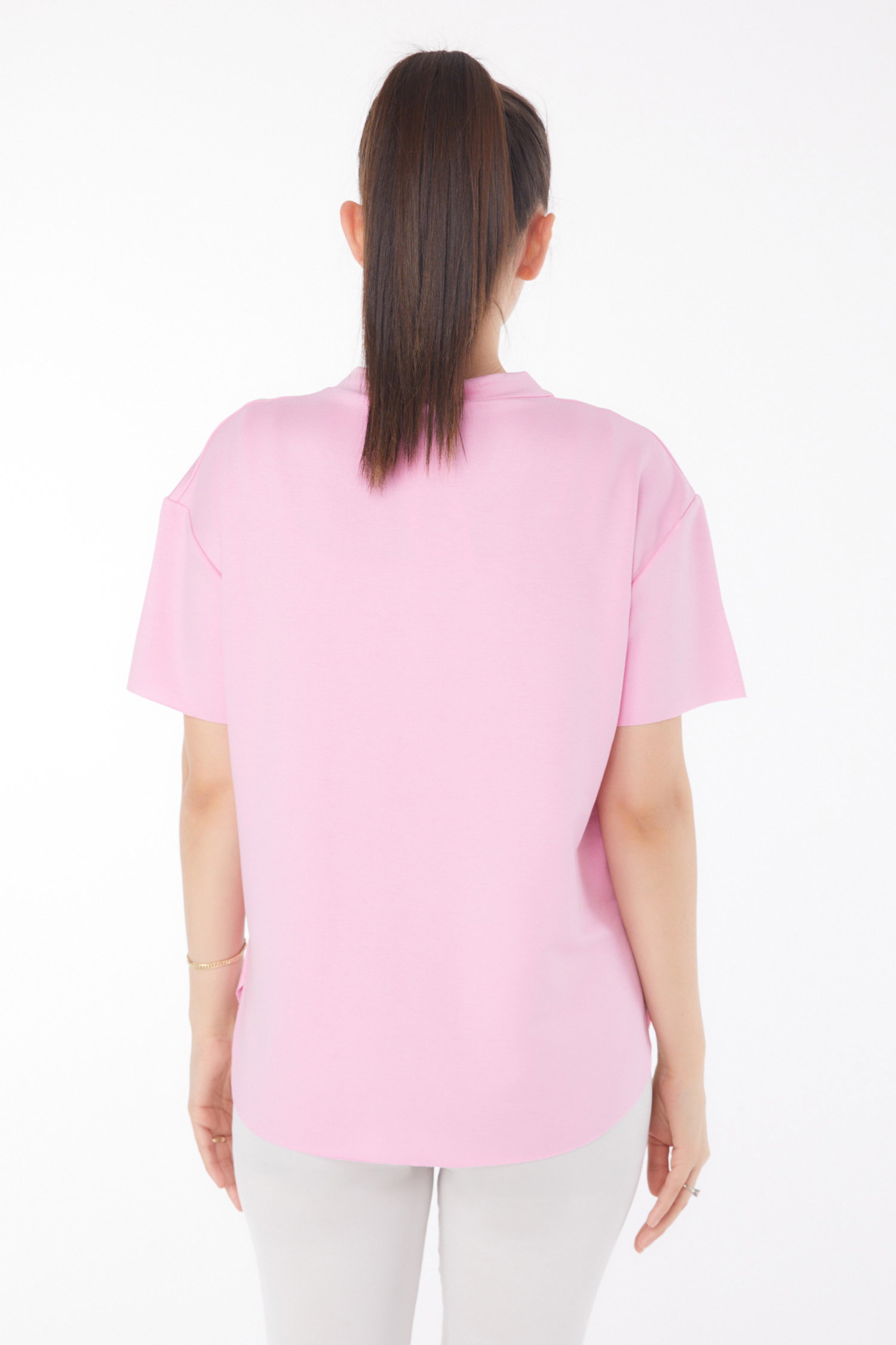 V yaka Kısa Kollu T-Şhirt Pembe - 25845 - 5