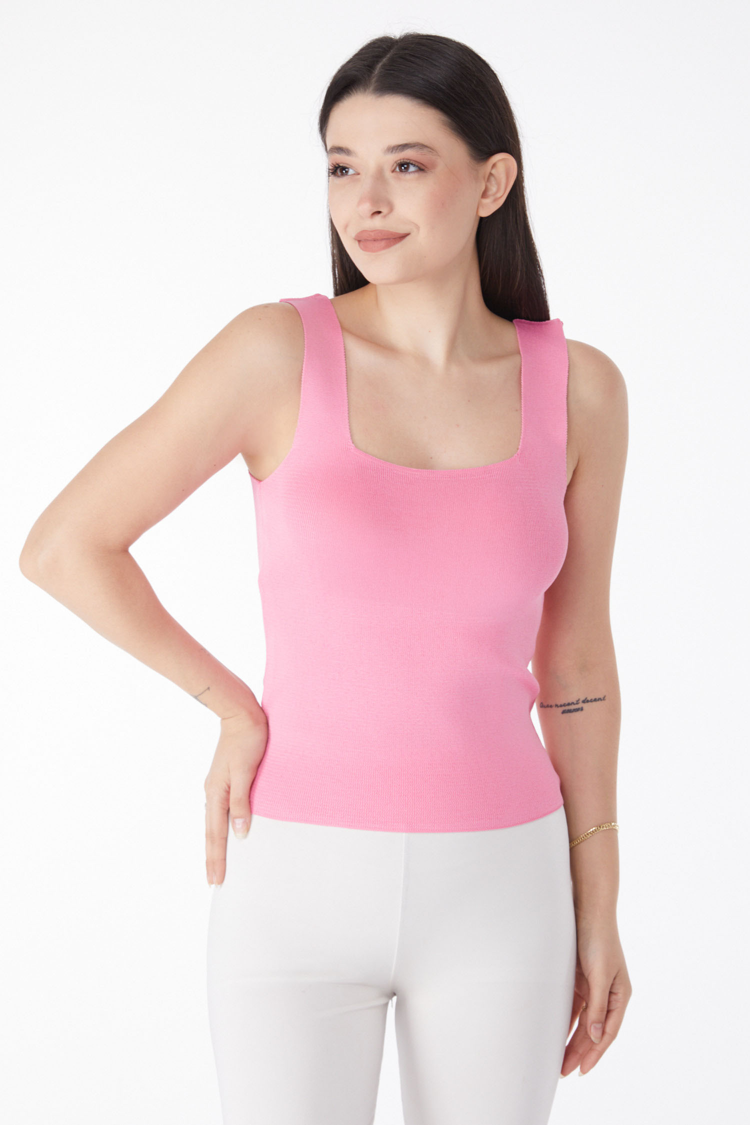 Yazlık Triko Crop Pembe - 25220 - 1