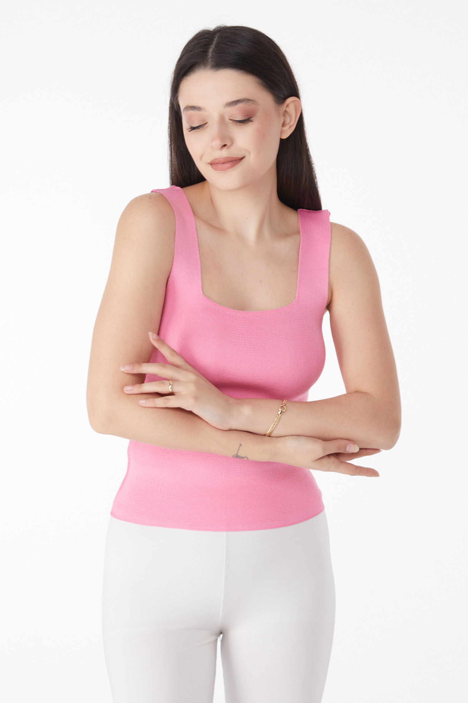 Yazlık Triko Crop Pembe - 25220 - 2