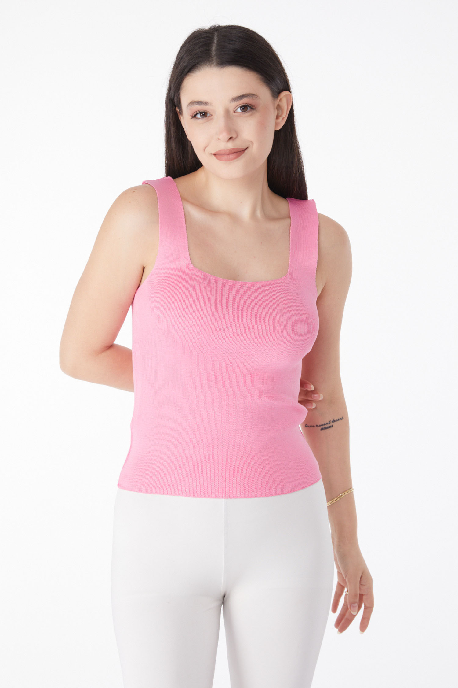 Yazlık Triko Crop Pembe - 25220 - 3