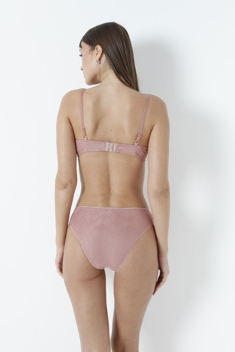 Düz Orta Kadın Pudra Labiret Desenli Sütyen Takım Boş - 26669 - TOFİSA