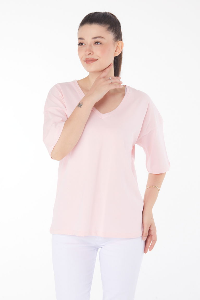 T-Shirt Pudra - 25848 - TOFİSA