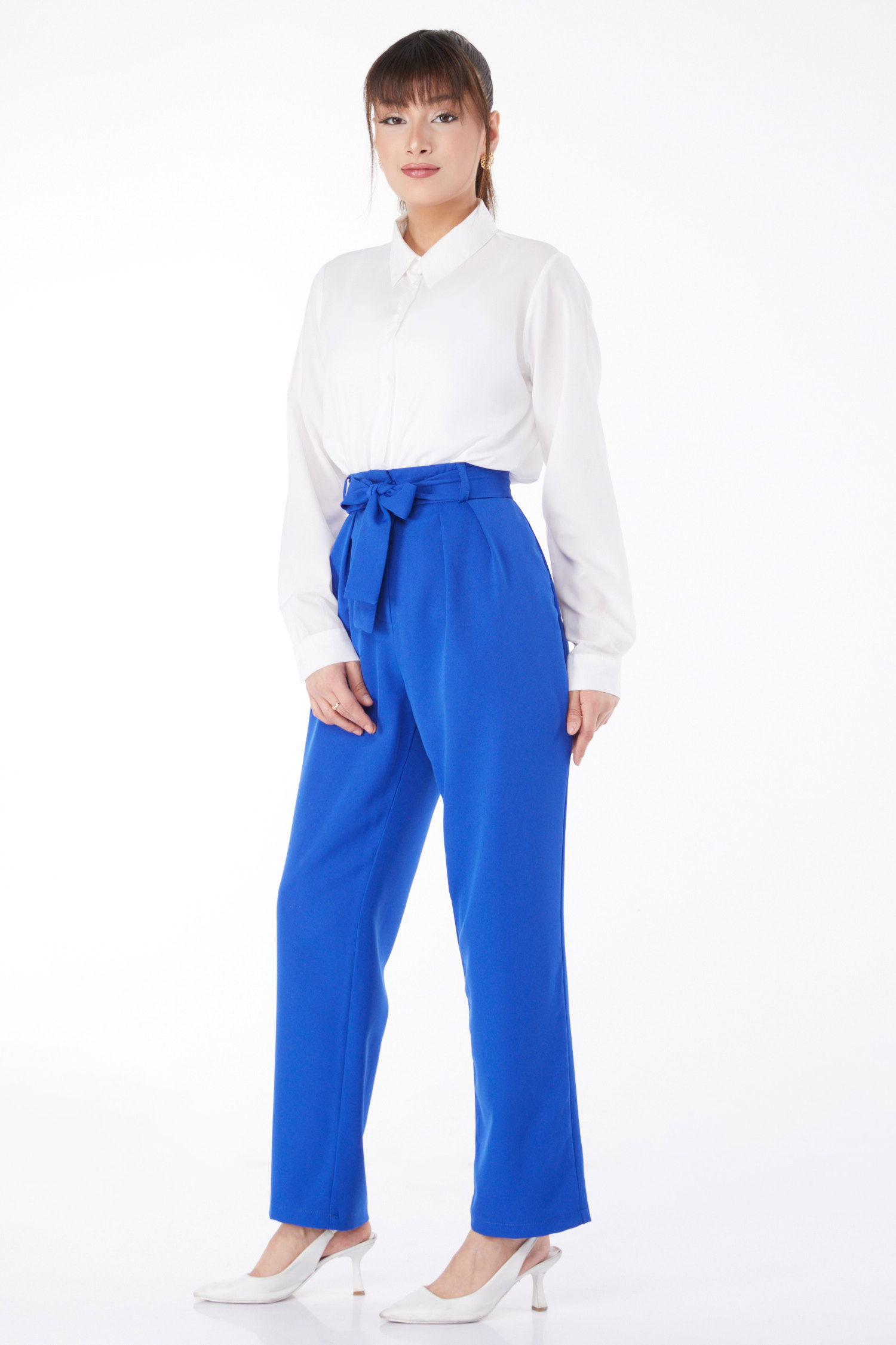 Klasik Kuşaklı Pantolon Saks - 25035 - 3