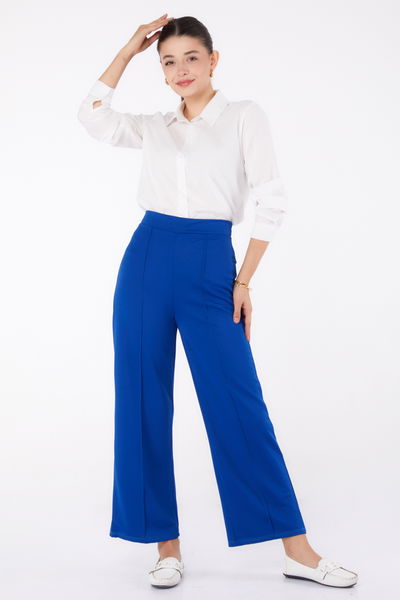 Düz Orta Kadın Saks Pantolon - 23868 