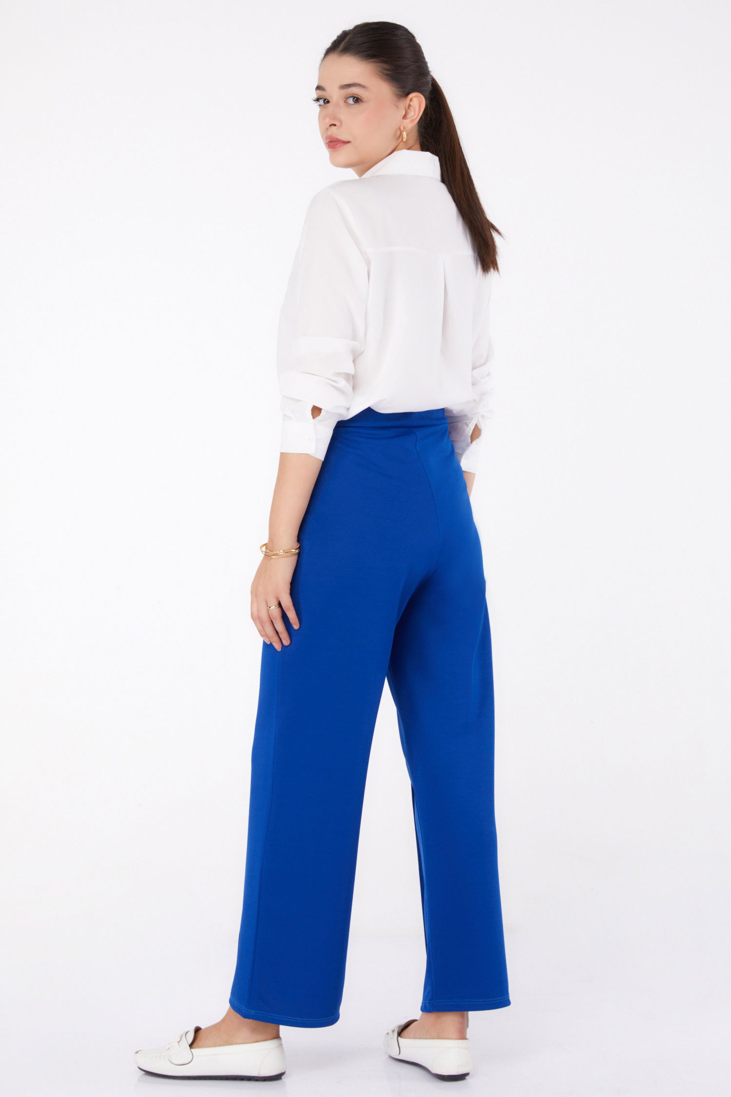 Düz Orta Kadın Saks Pantolon - 23868 - 5