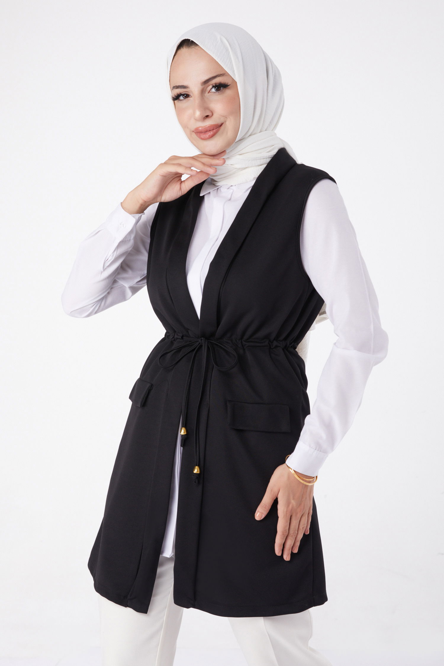 Bağcıklı Yelek Siyah - 13263 - 2