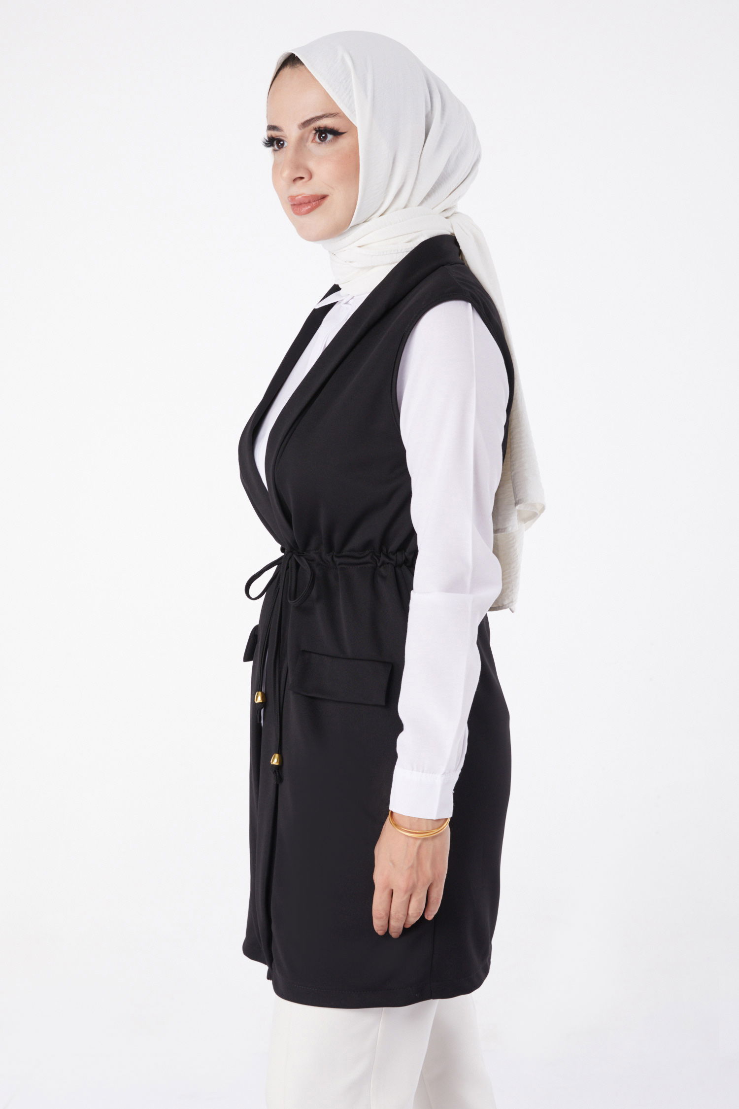 Bağcıklı Yelek Siyah - 13263 - 4