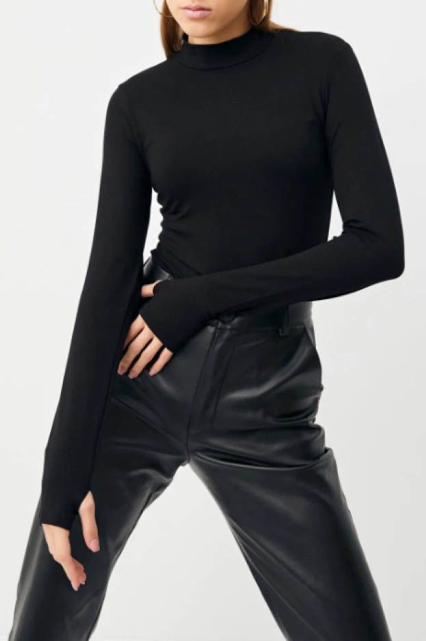 Düz Orta Kadın Siyah Balıkçı Yaka Badi - 26627 - TOFİSA