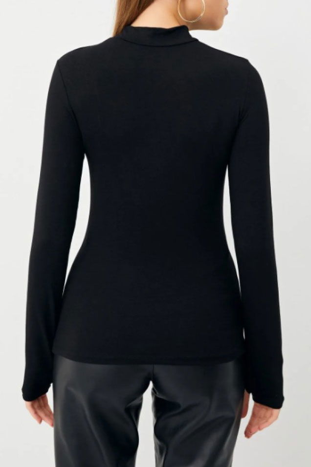 Düz Orta Kadın Siyah Balıkçı Yaka Badi - 26627 - TOFİSA