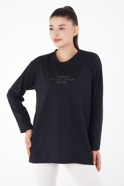 Baskılı Sweat Siyah - 26264 