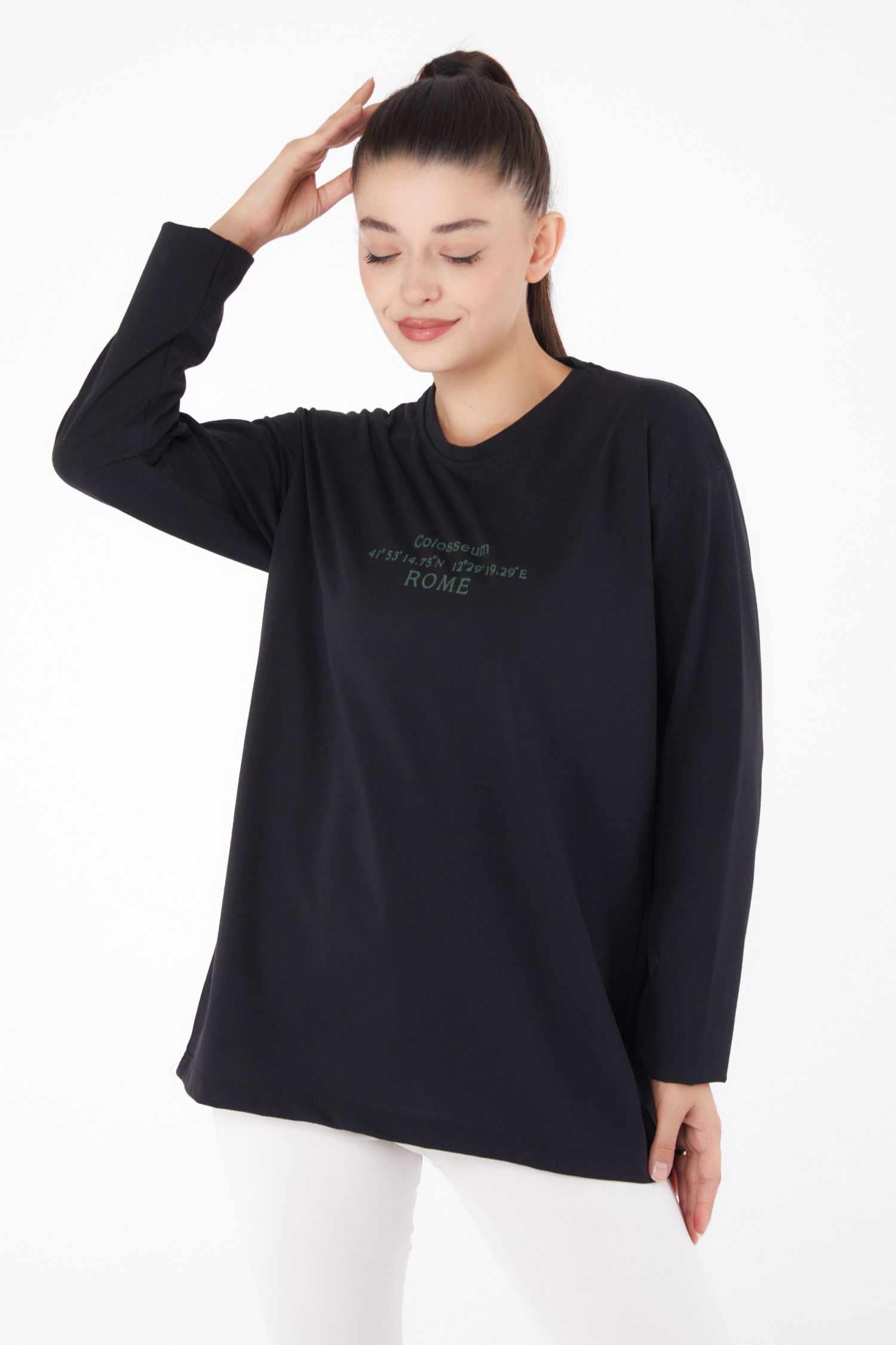 Baskılı Sweat Siyah - 26264 - 2