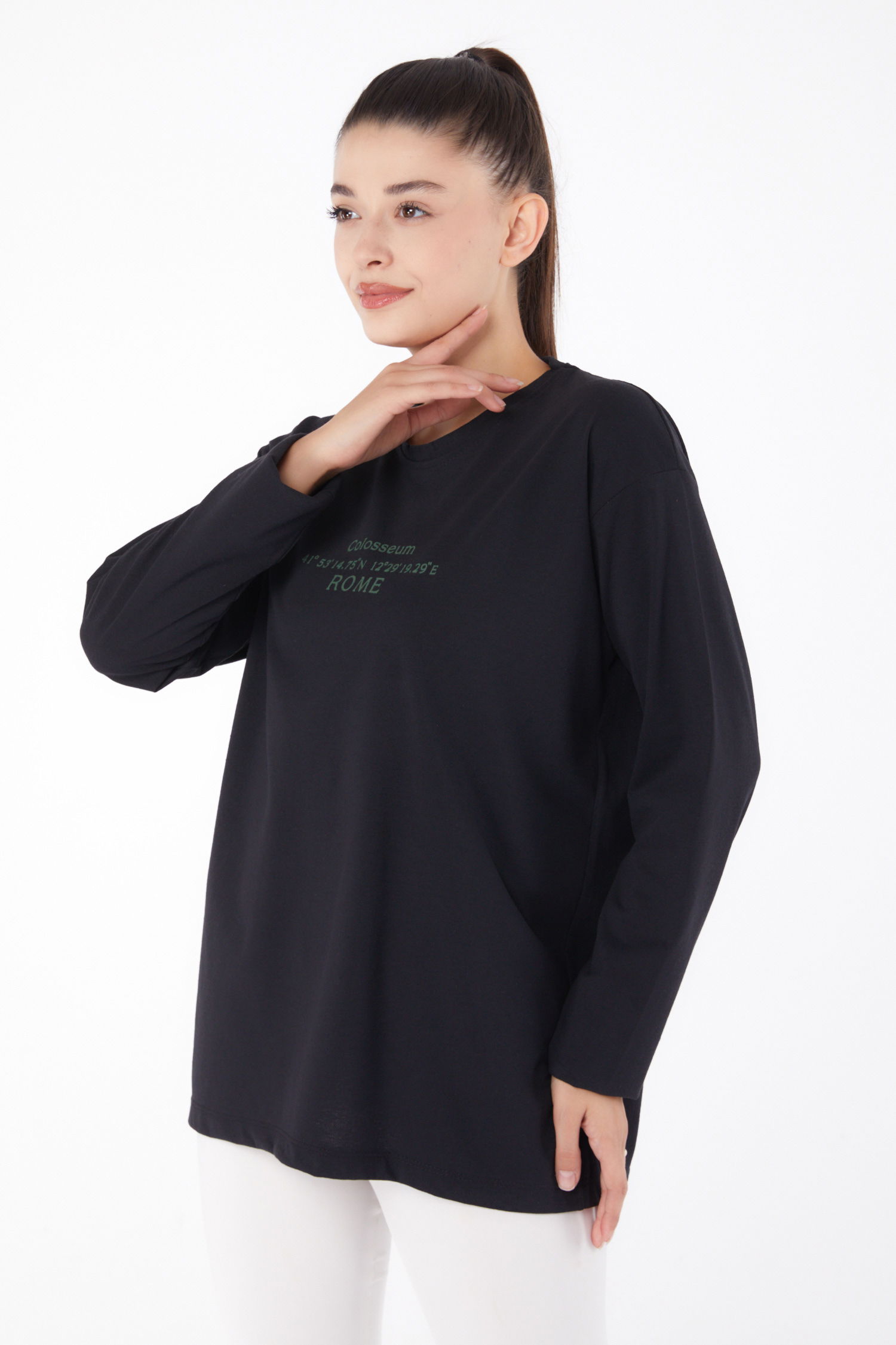 Baskılı Sweat Siyah - 26264 - 3