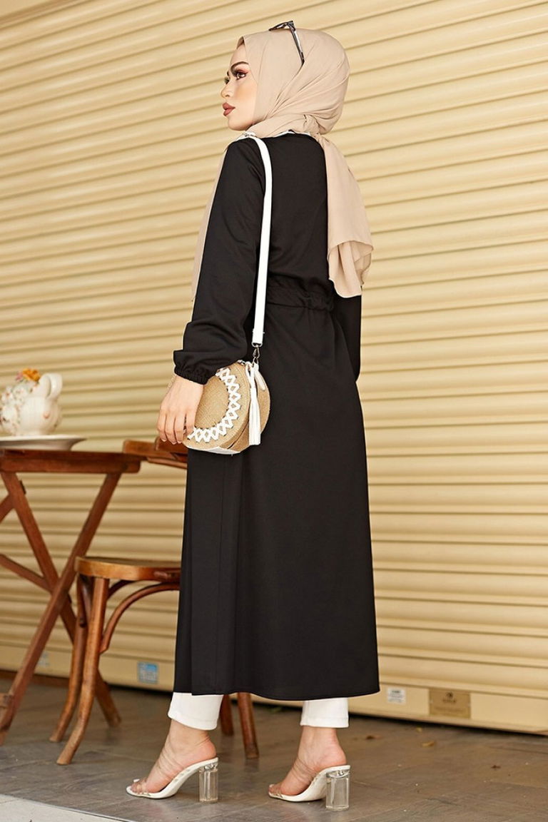 Belden Bağlamalı Hırka Siyah - 26586 - TOFİSA