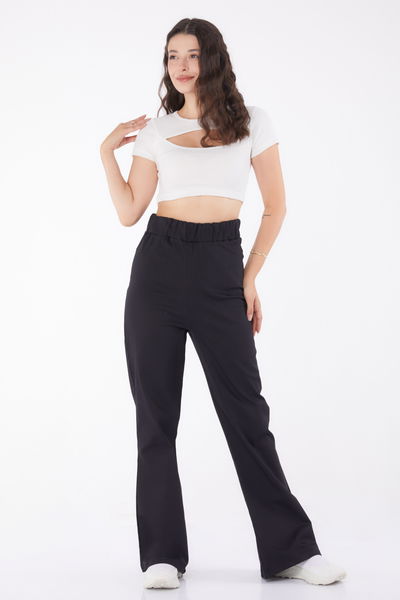 Beli Lastikli Kot Pantolon Siyah - 25309 