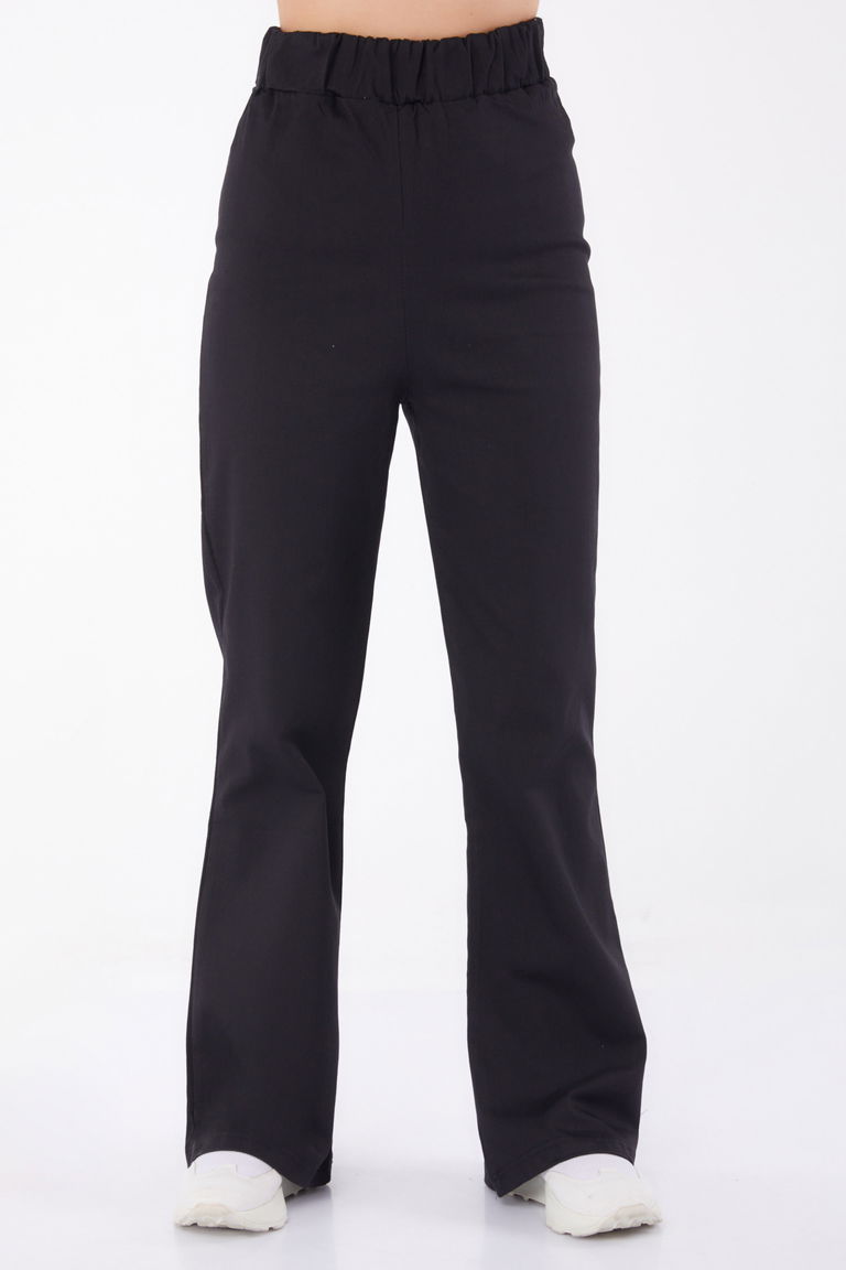 Beli Lastikli Kot Pantolon Siyah - 25309 - TOFİSA