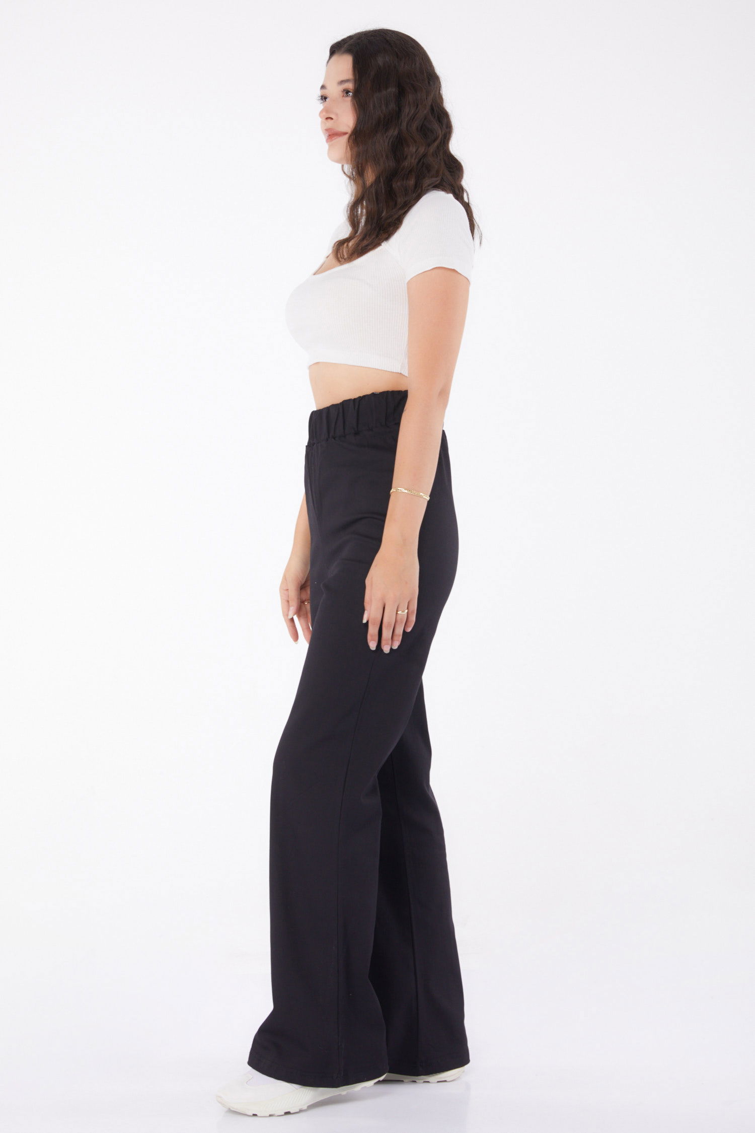 Beli Lastikli Kot Pantolon Siyah - 25309 - 3