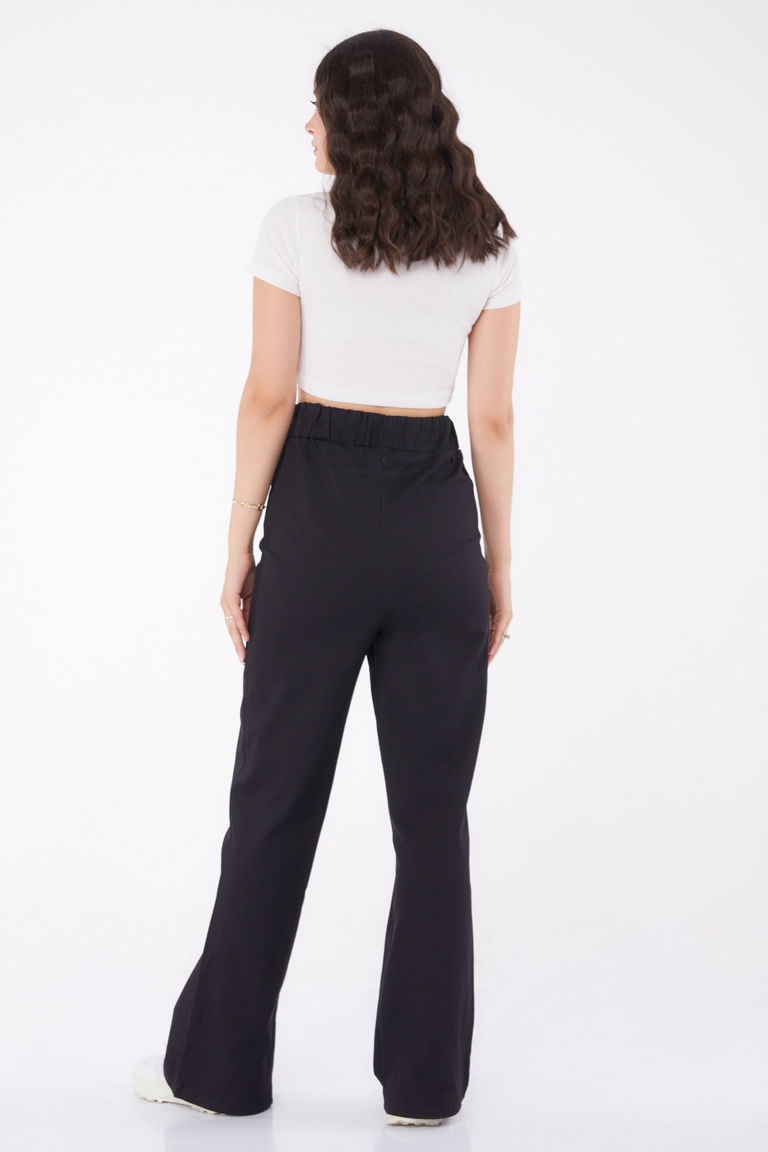 Beli Lastikli Kot Pantolon Siyah - 25309 - TOFİSA