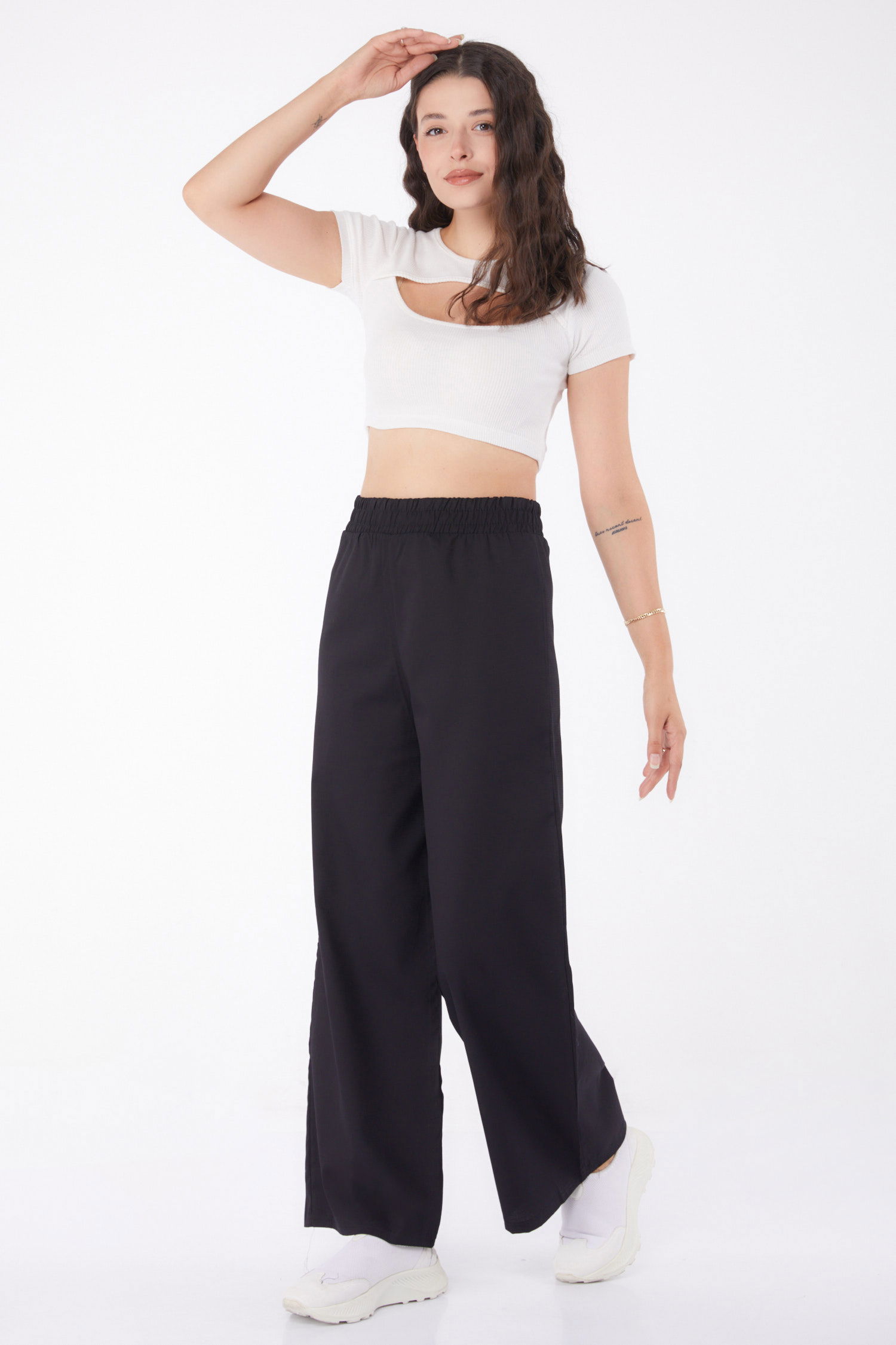 Beli Lastikli Kumaş Pantolon Siyah - 25645 - 6