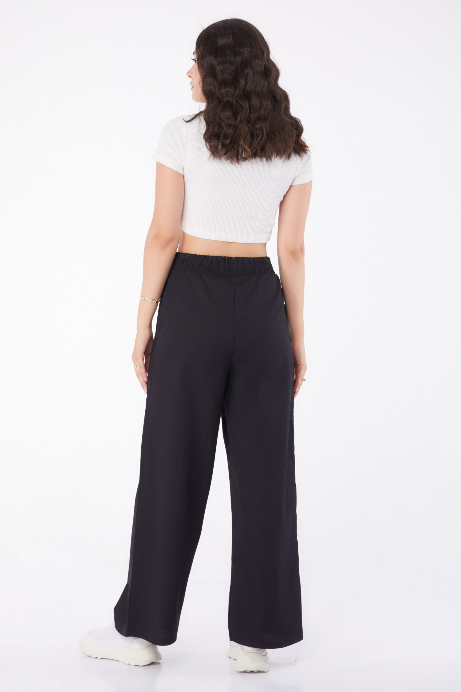 Beli Lastikli Kumaş Pantolon Siyah - 25645 - 10