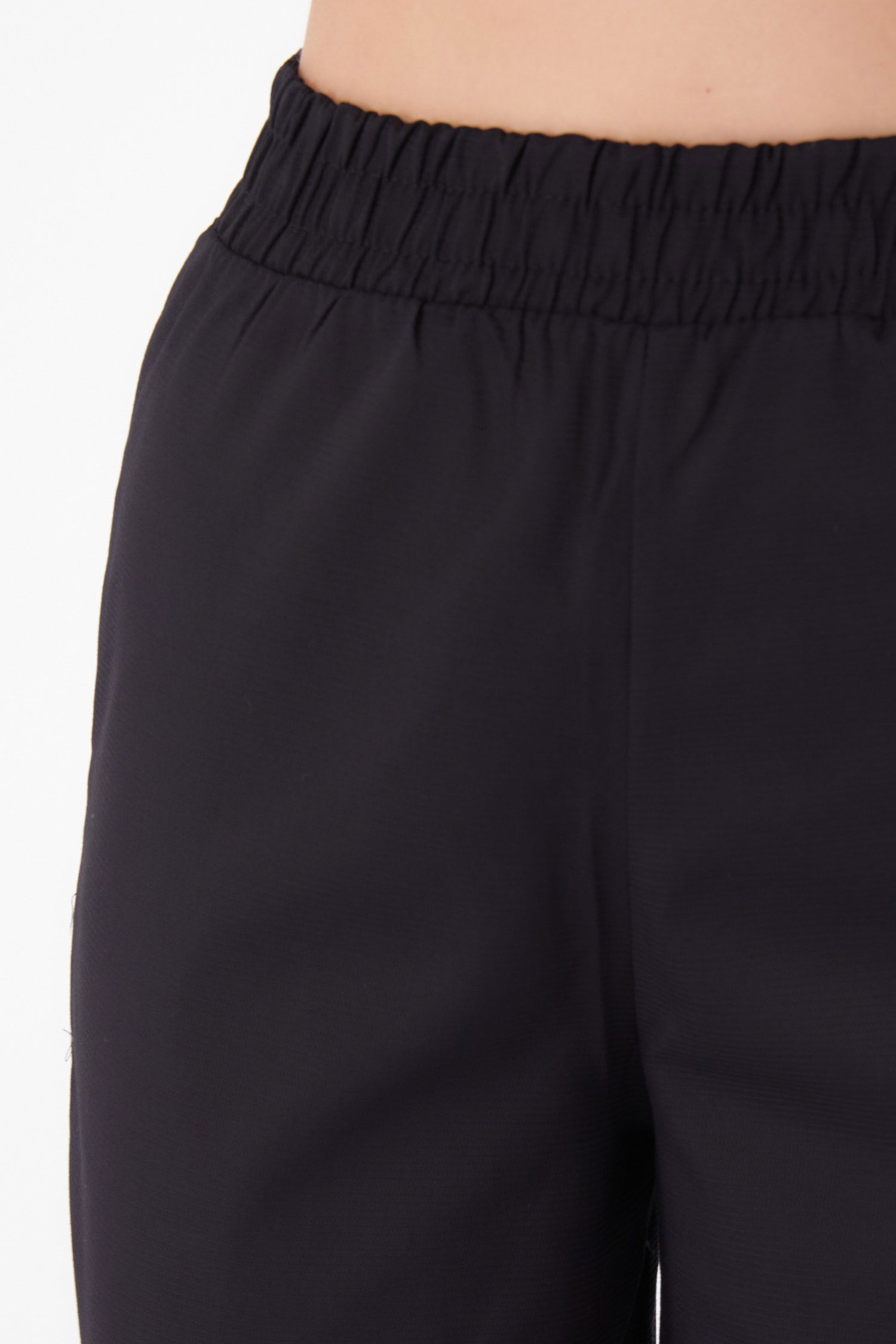 Beli Lastikli Kumaş Pantolon Siyah - 25645 - 5