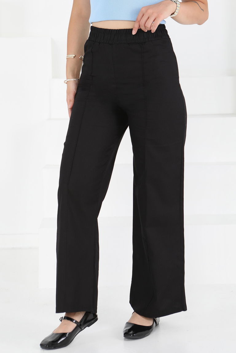 Bol Paça Pantolon Siyah - 25795 - TOFİSA