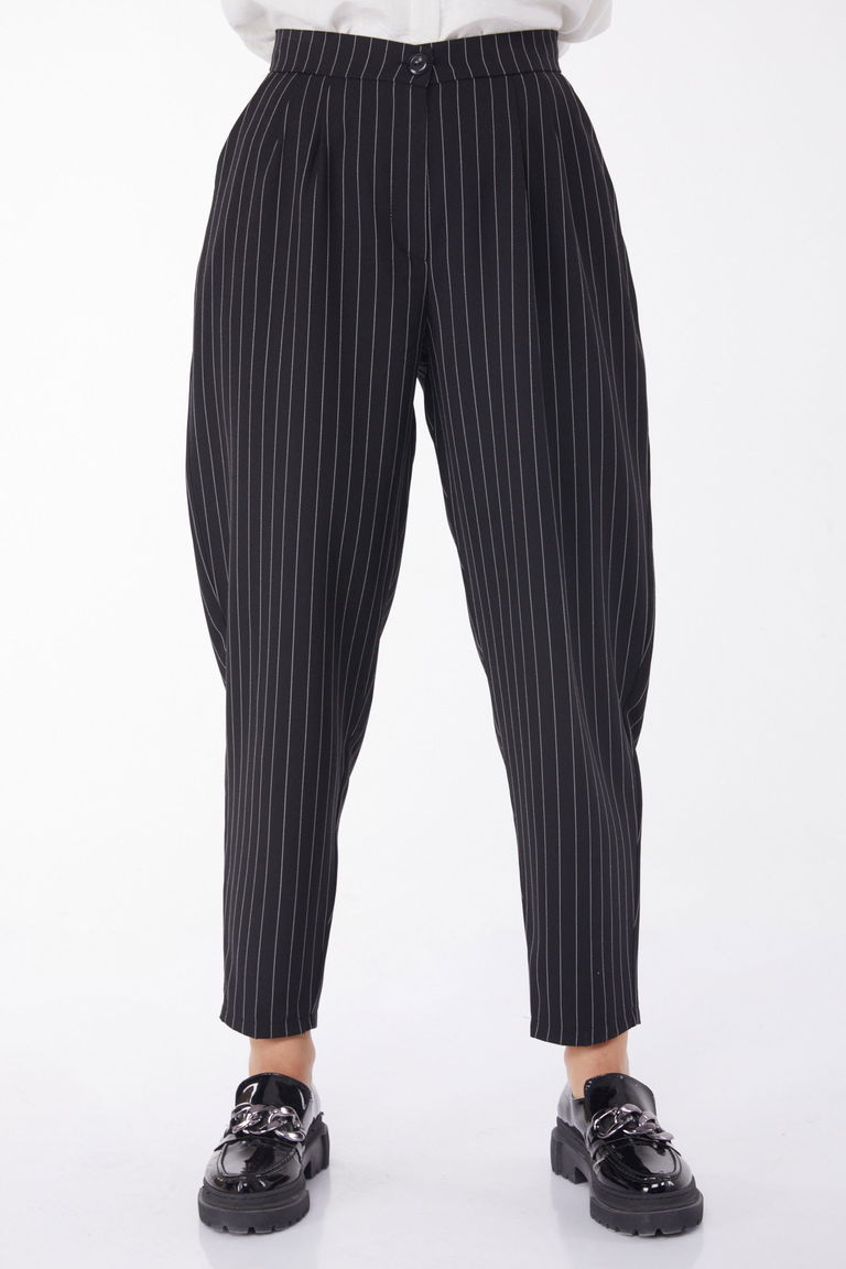 Çizgili Pantolon Siyah - 25872 - TOFİSA