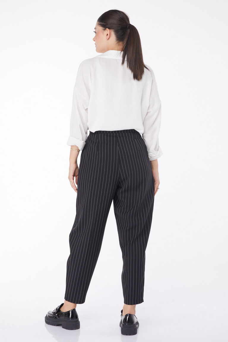 Çizgili Pantolon Siyah - 25872 - TOFİSA