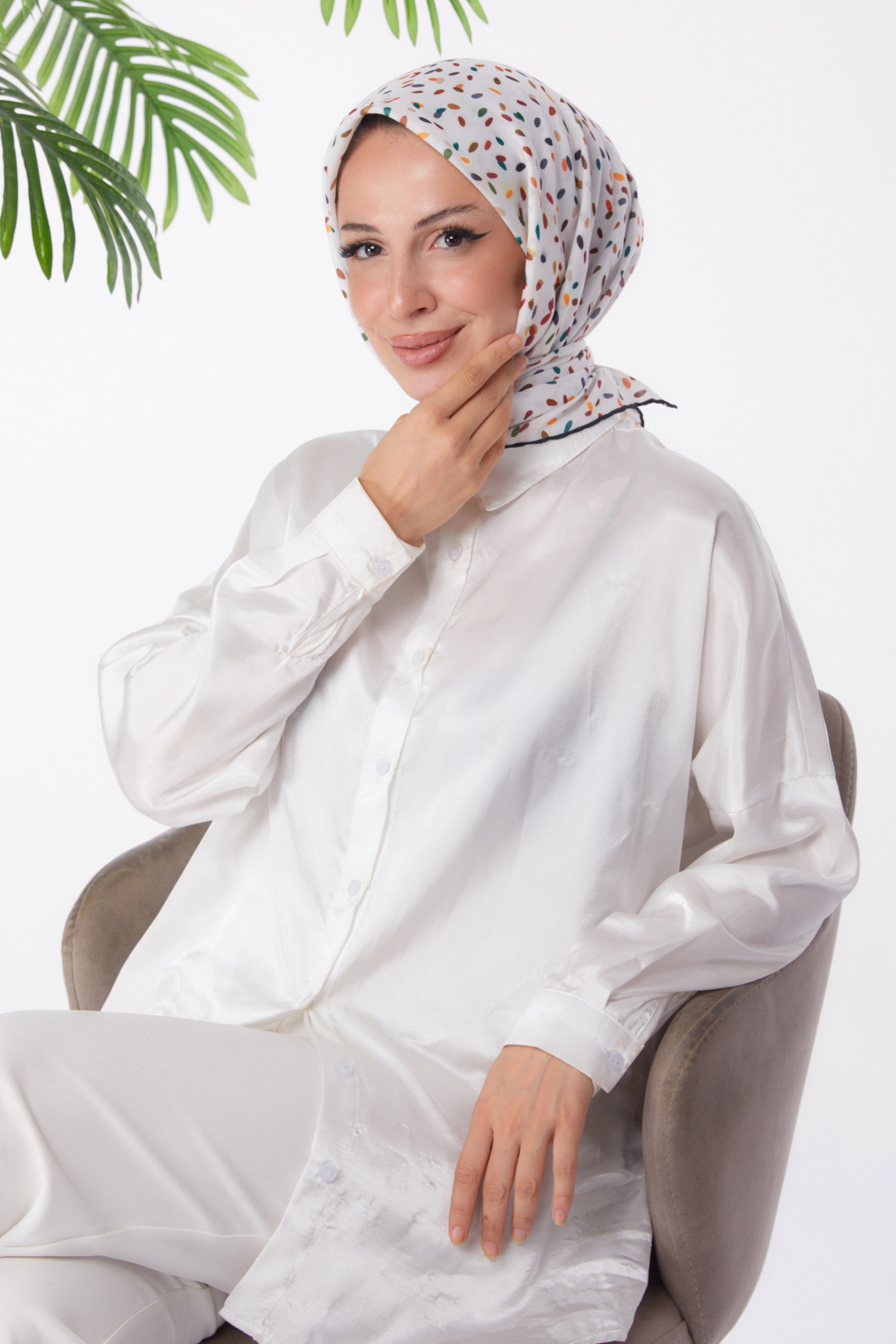 Desenli Eşarp Siyah - 25972 - 1