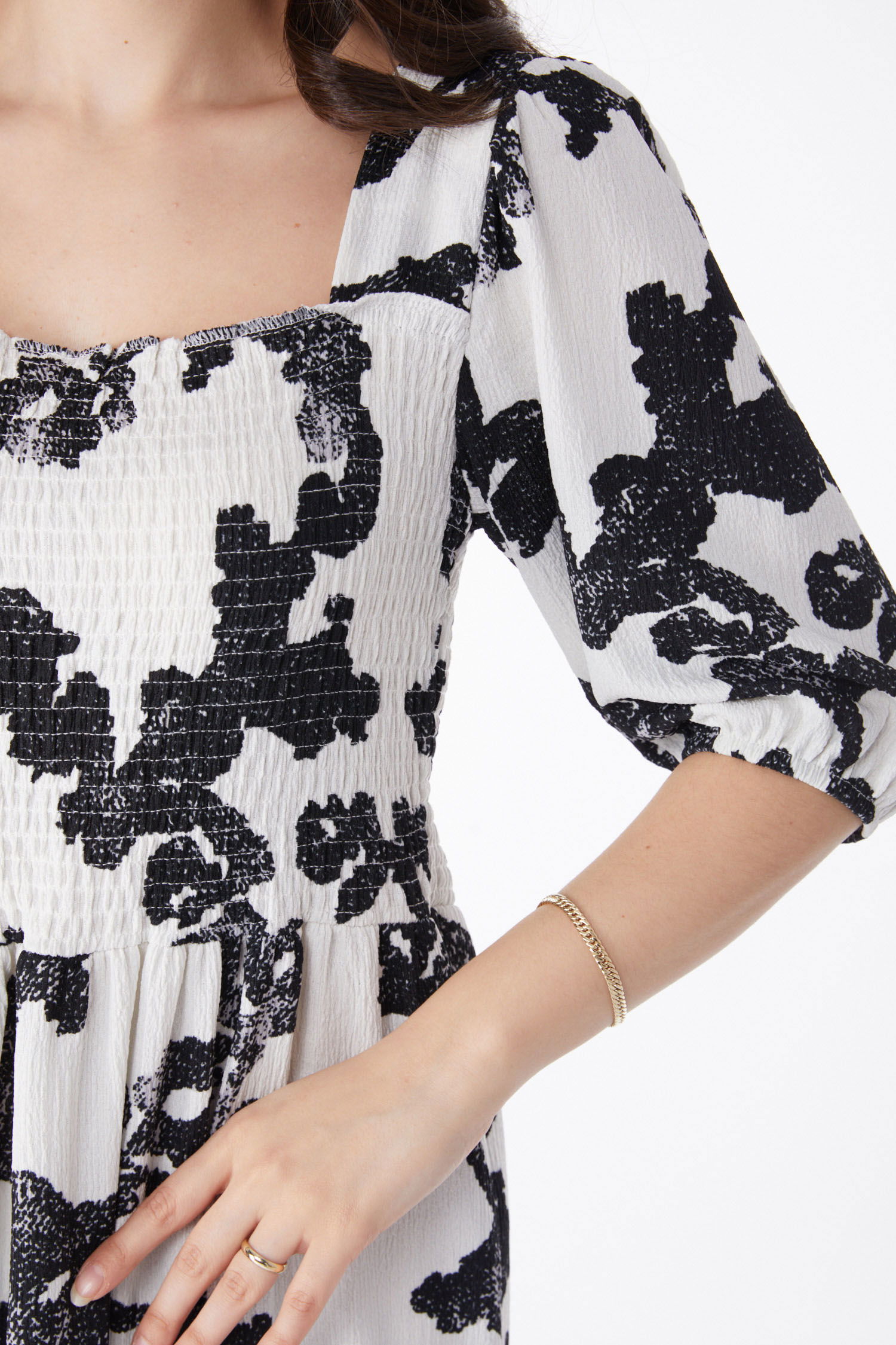 Desenli Midi Elbise Siyah - 25241 - 6