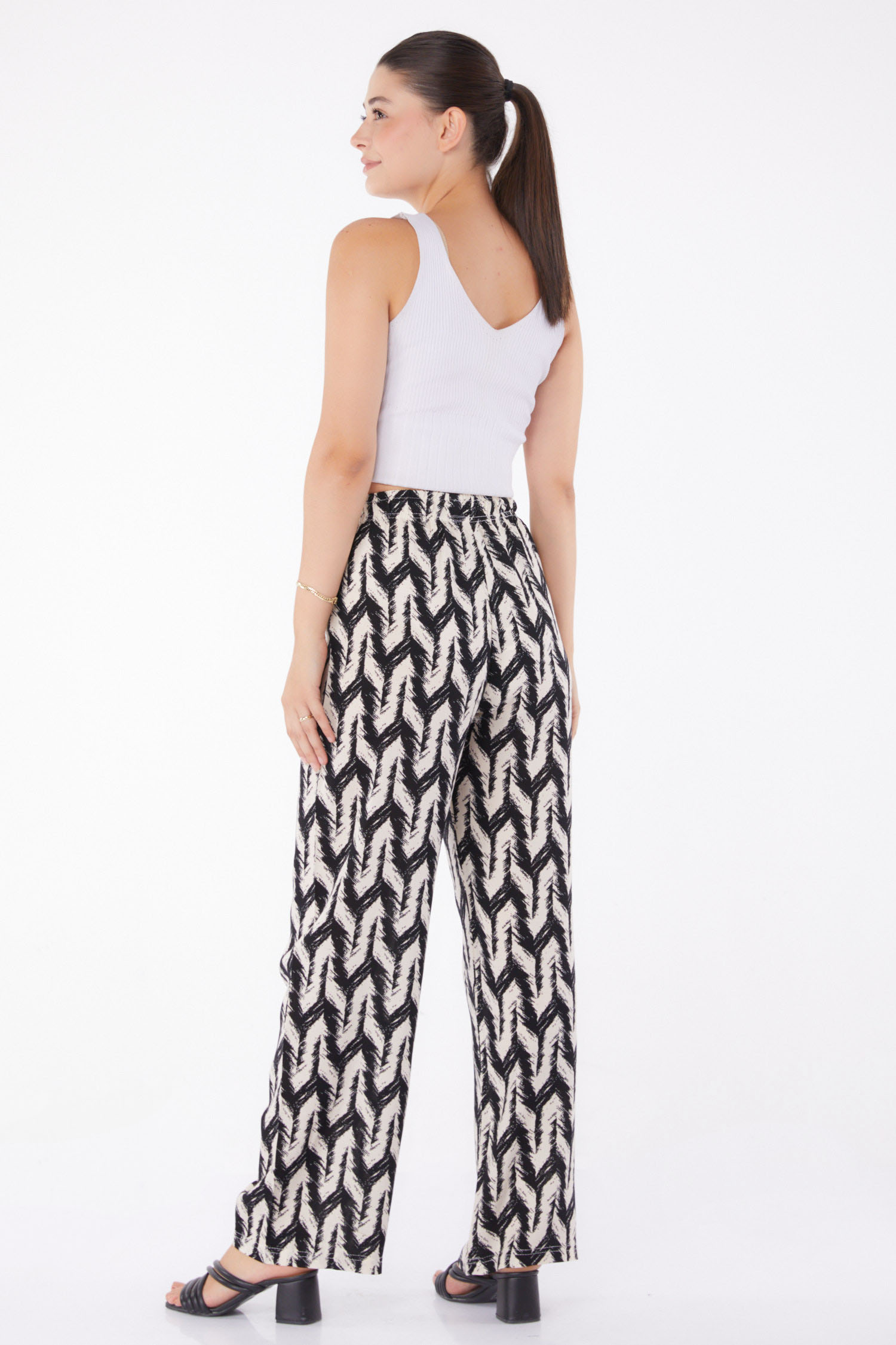 Desenli Pantolon Siyah - 13264 - 4