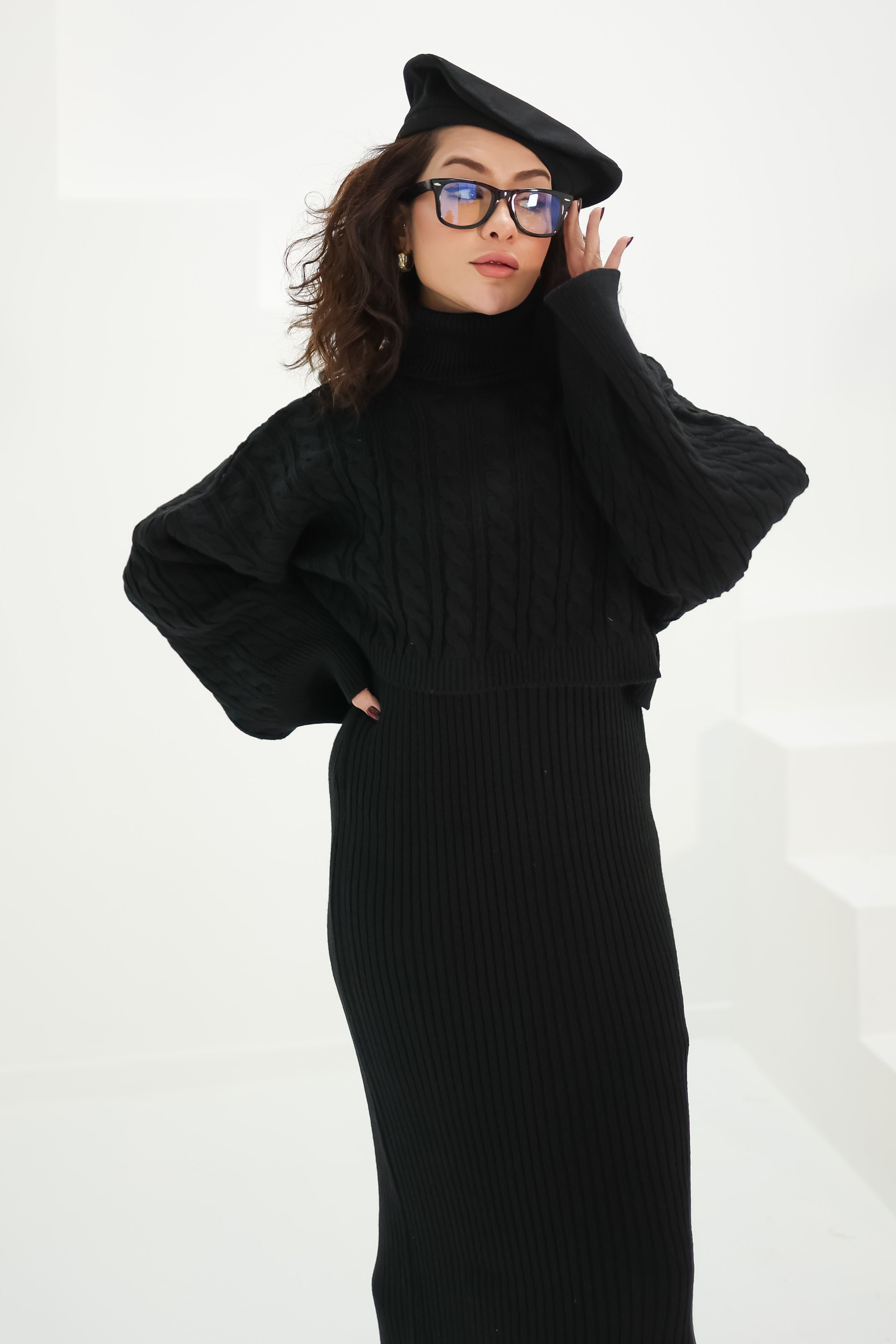 Elbise Kazak Triko Takım Siyah - 26588 - 3