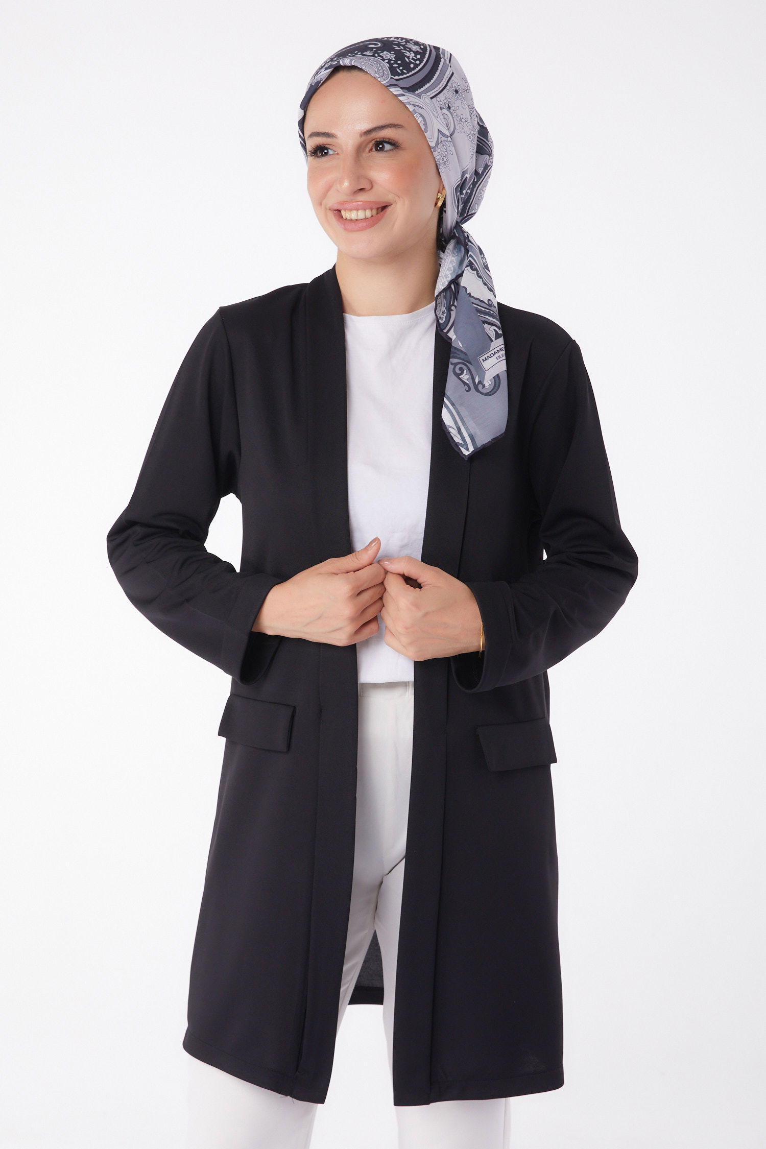 Düz Orta Kadın Siyah Hırka - 13260 - 2