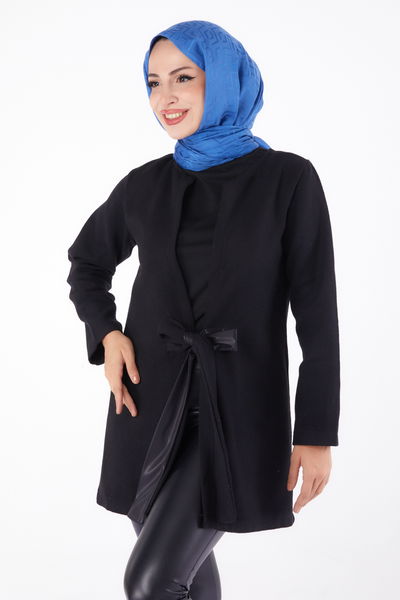 Düz Orta Kadın Siyah Kaşe Ceket - 13286 