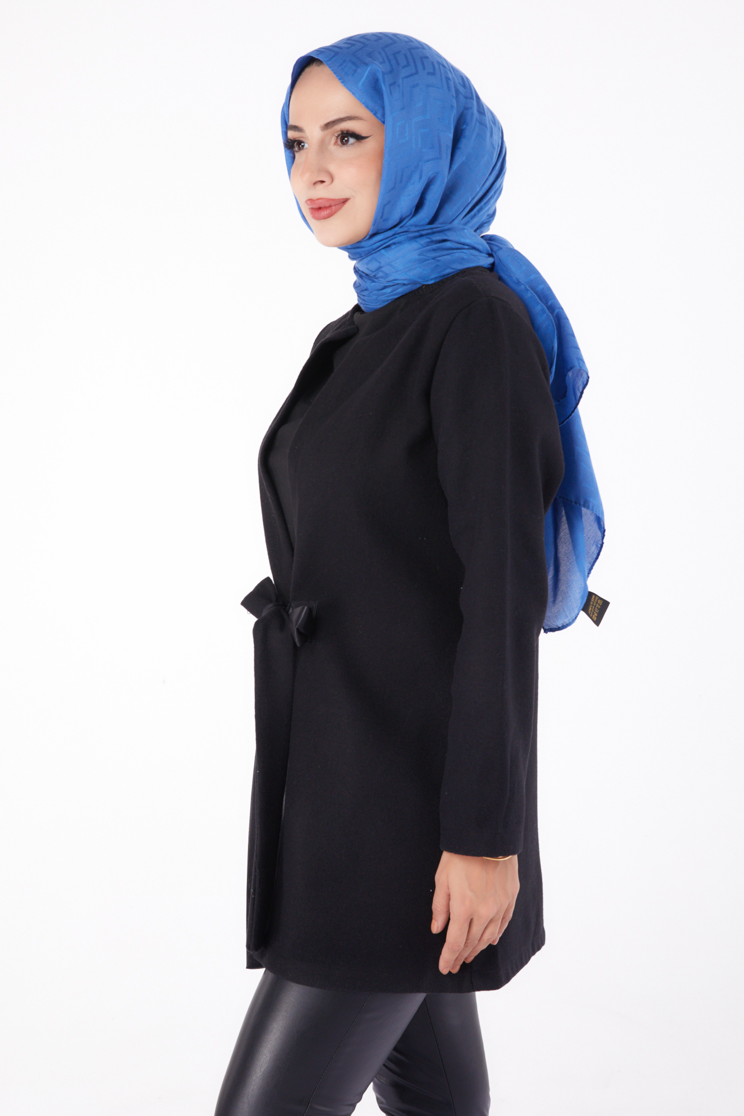 Düz Orta Kadın Siyah Kaşe Ceket - 13286 - 3