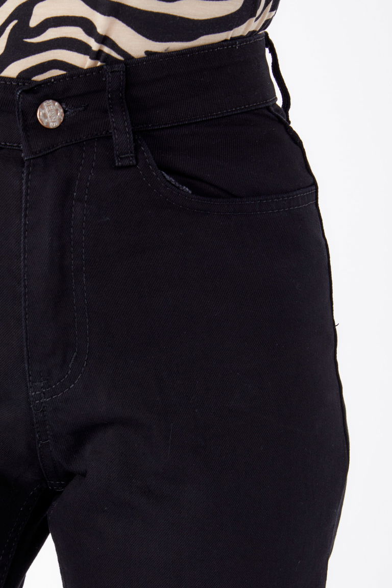 Kot Pantolon Yüksek Bel Mom Jeans Siyah - 25177 - TOFİSA