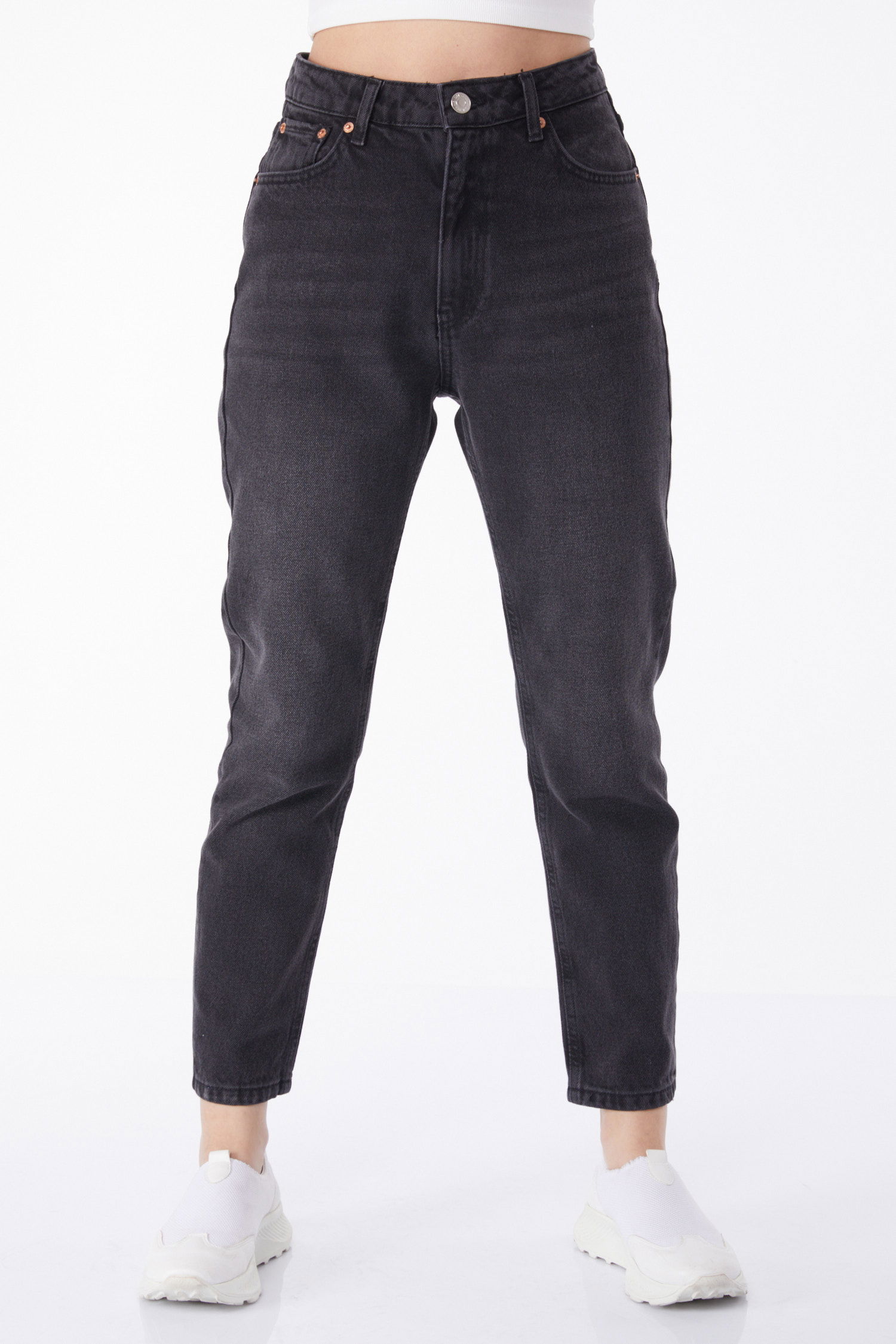 Düz Orta Kadın Siyah Mam Jeans Kot Pantolon - 50004 - 3