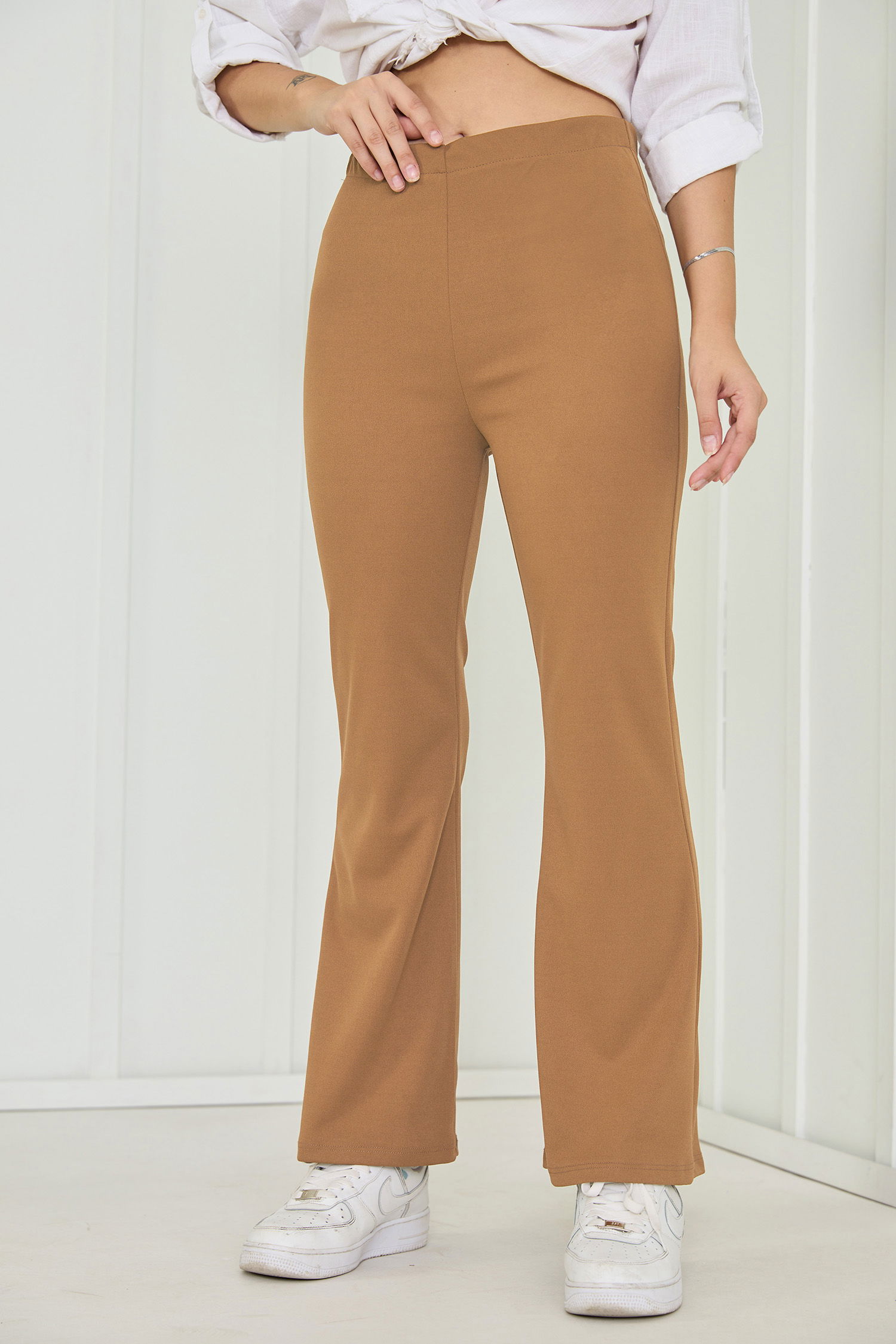 Düz Orta Kadın Taba PANTOLON - 26262 - 3