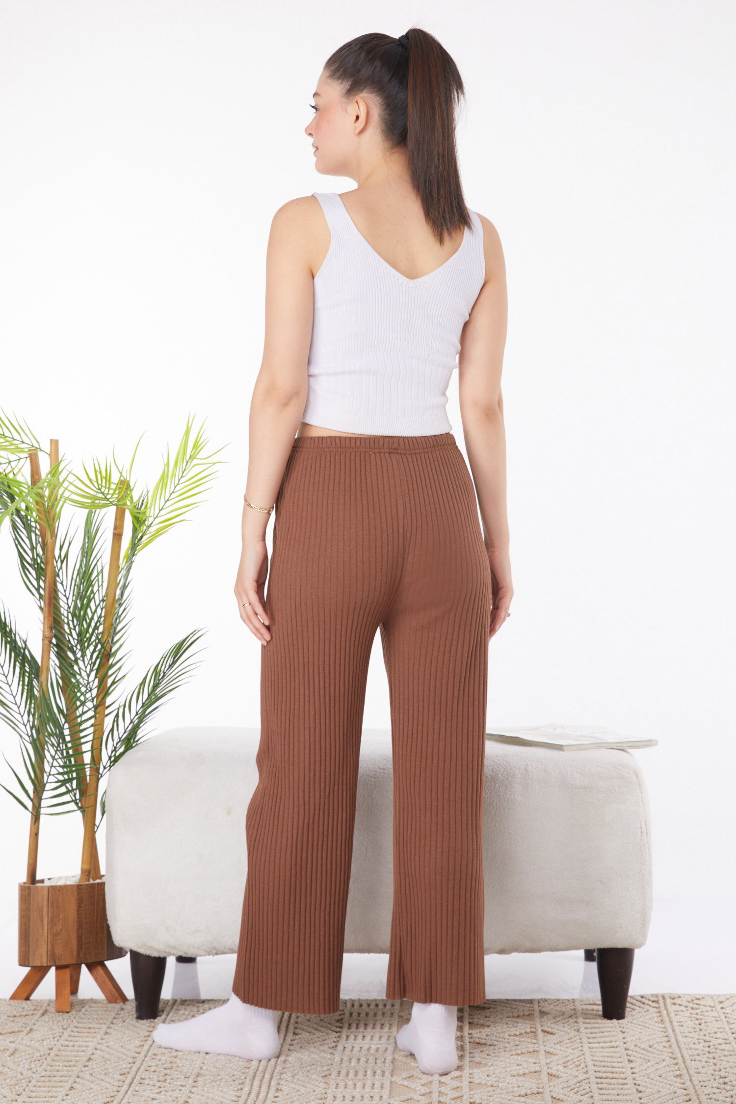 Düz Orta Kadın Taba Pijama Altı - 25855 - 5