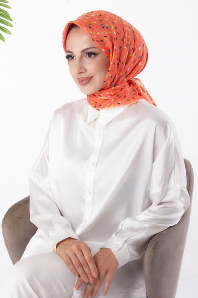 Desenli Eşarp Turuncu - 25972 