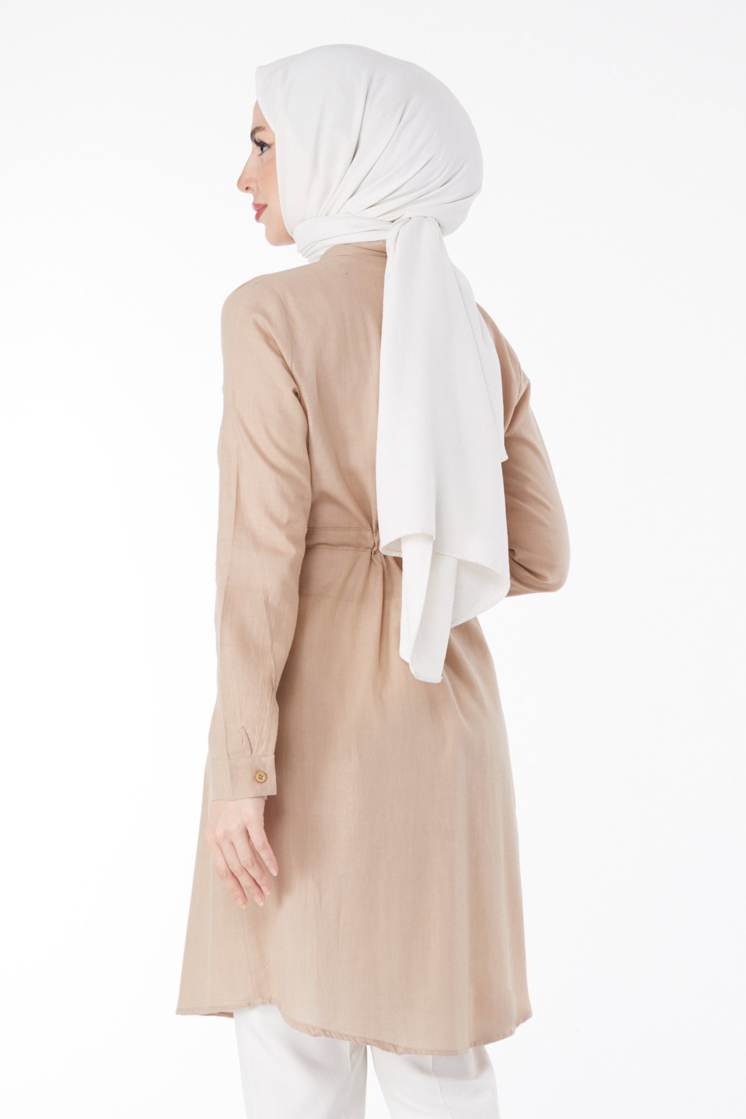 Beli Tünel Detaylı Tunik Vizon - 13157 - 4