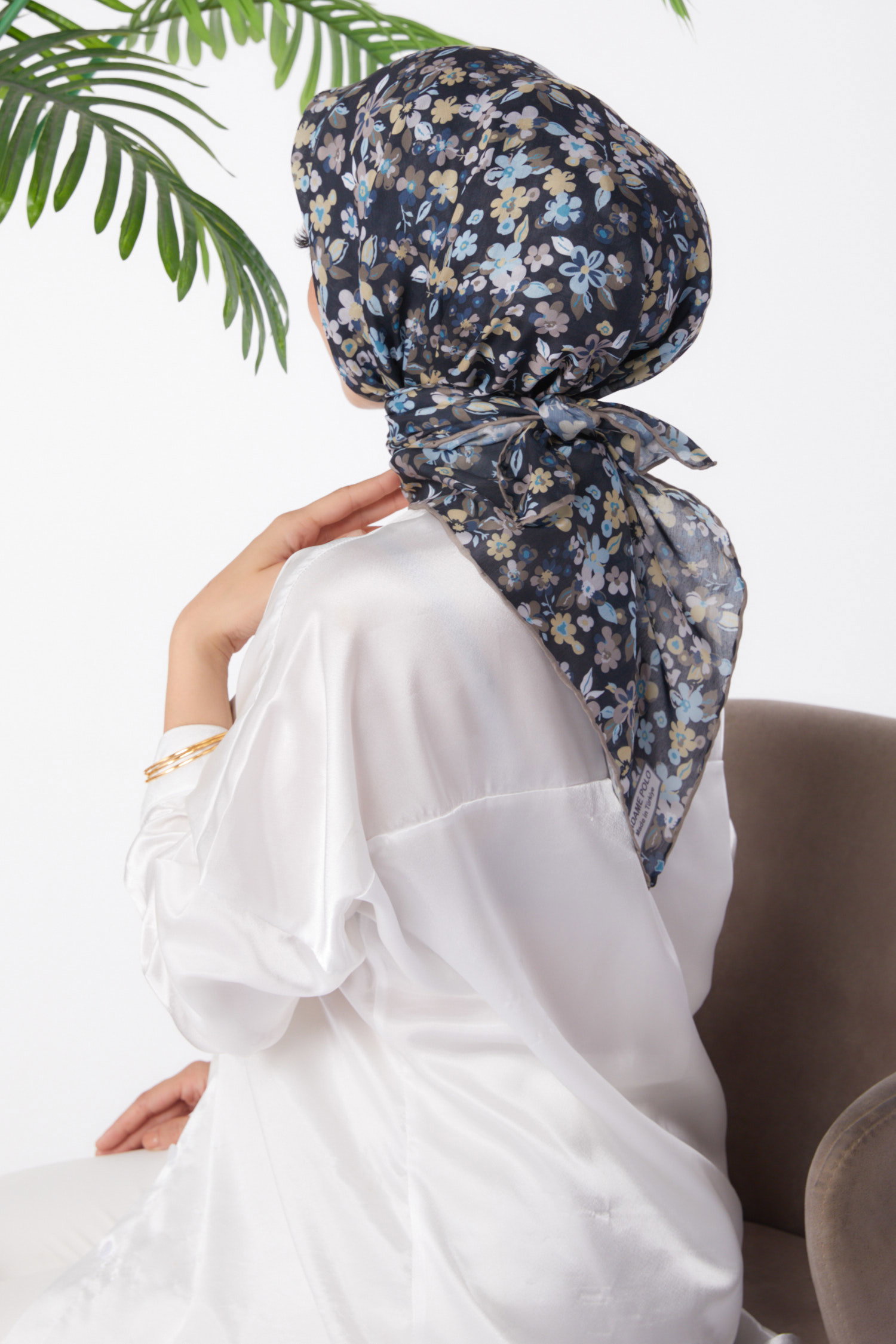 Düz Orta Kadın Vizon Desenli Eşarp - 25975 - 3