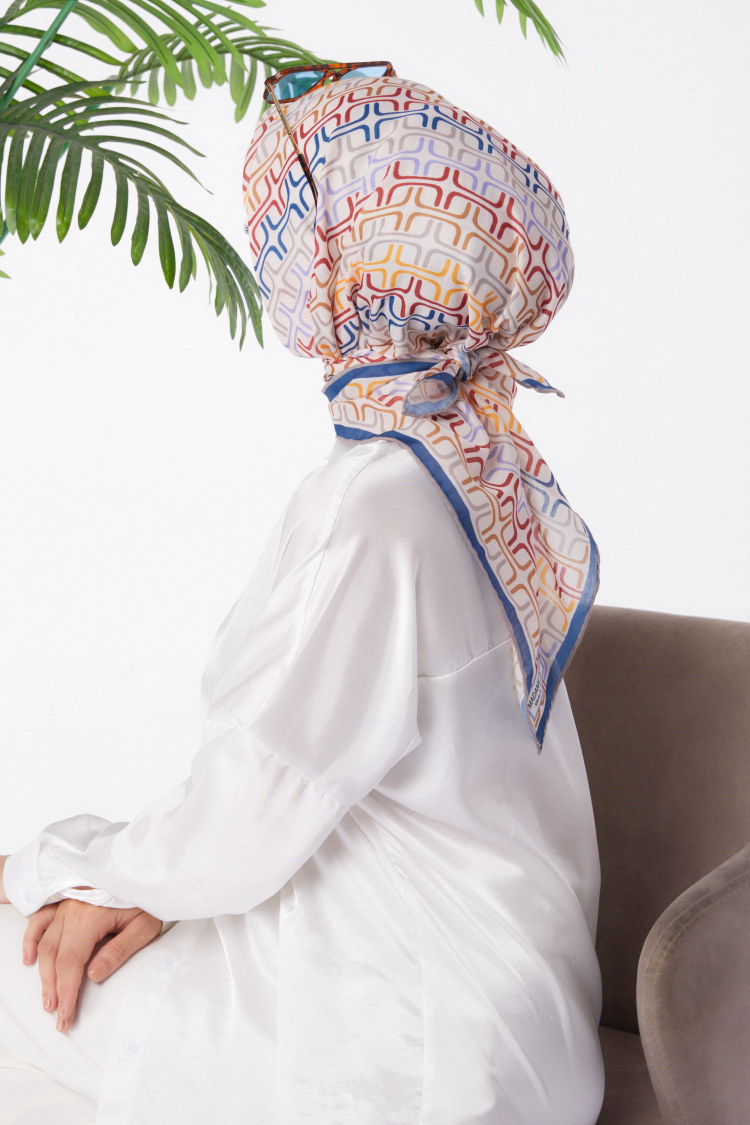 Düz Orta Kadın Vizon Desenli Eşarp - 25976 - 3