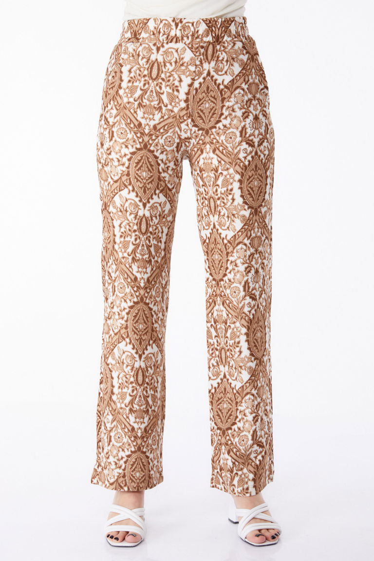 Desenli Pantolon Vizon - 25313 - TOFİSA