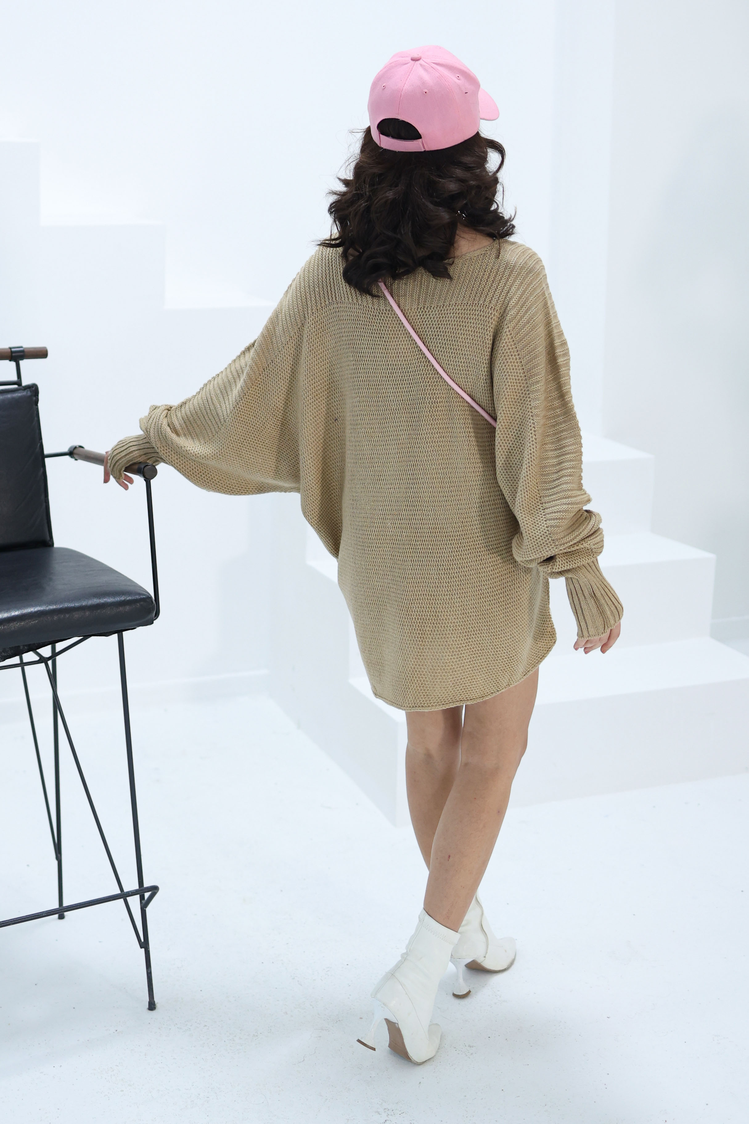 Geniş Yaka Triko Kazak Vizon - 26596 - 4