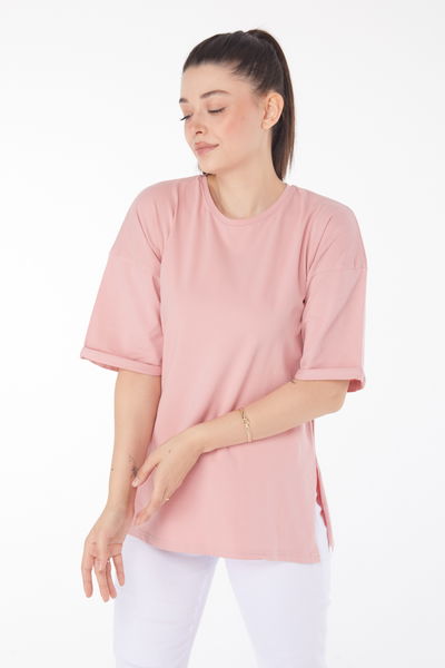 Düz Orta Kadın Yavruağzi T-Shirt - 25848 