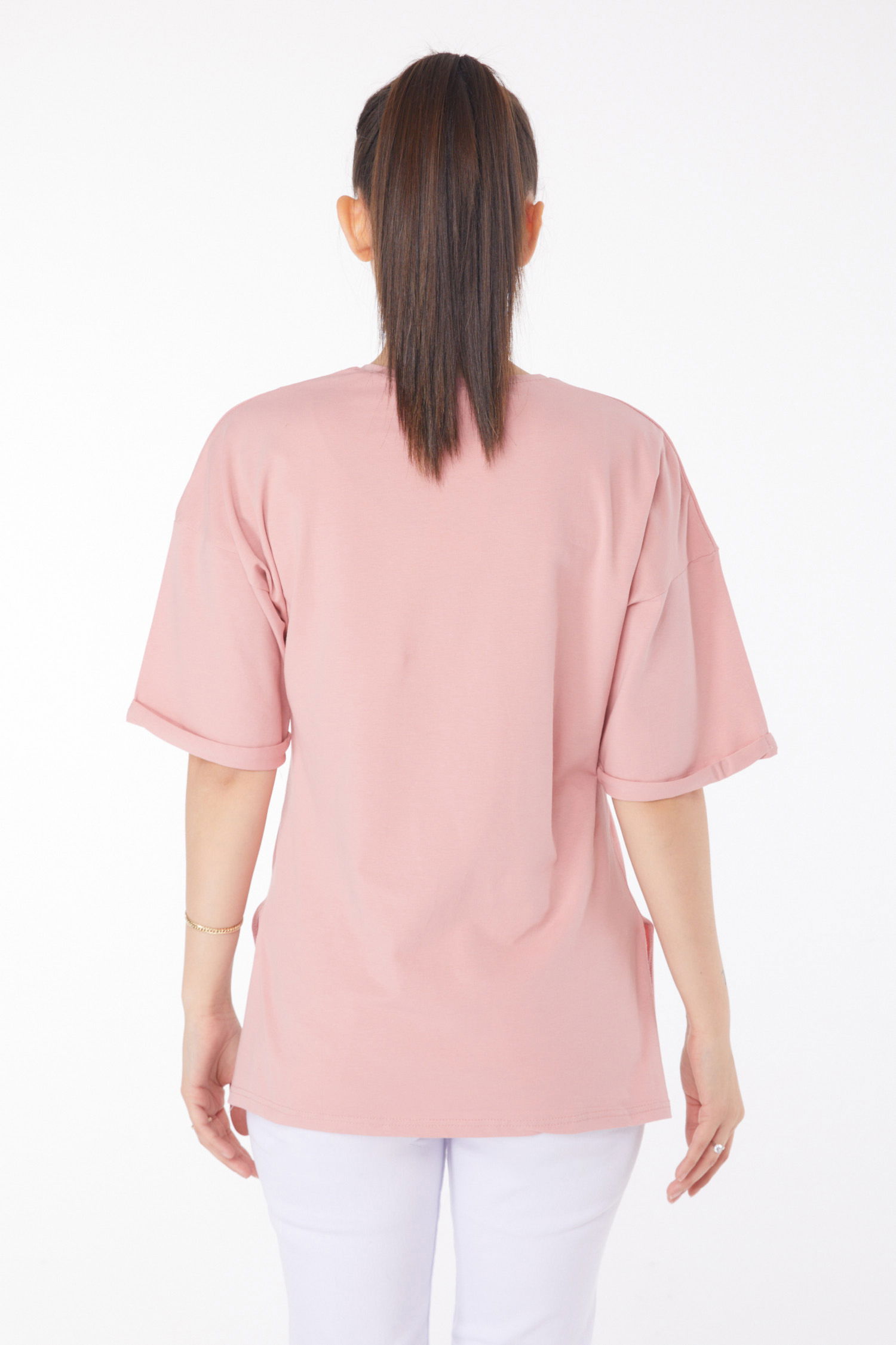 Düz Orta Kadın Yavruağzi T-Shirt - 25848 - 5