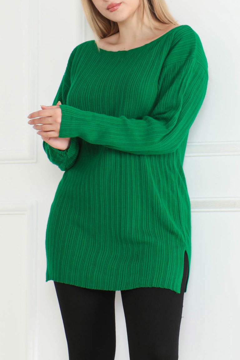 Açık Yaka Kazak Yesil - 26629 - TOFİSA
