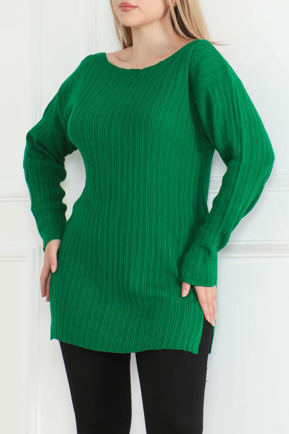 Açık Yaka Kazak Yesil - 26629 - 3